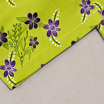 Buddha Stones Pure Cotton Purple Floral Leaf Pattern Women's Elastic Waist Pants With Pockets
