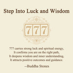 Buddha Stones "Step Into Luck and Wisdom" 777 Angel Number Heart-Shaped Enlightenment Crystal Palm Stone Decor Includes Gift Message Card