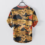 Buddha Stones Cotton Vintage White Crane Peony Pattern Men's Short Sleeve Half Button Shirt