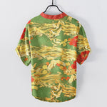 Buddha Stones Cotton Vintage White Crane Peony Pattern Men's Short Sleeve Half Button Shirt