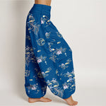 Buddha Stones Pure Cotton Oriental Cloud Floral Pattern Women's Elastic Waist Harem Pants