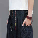 Buddha Stones Summer Drawstring Cloud Pattern Solid Elastic Waist Men's Harem Pants With Pockets