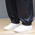 Buddha Stones Summer Drawstring Cloud Pattern Solid Elastic Waist Men's Harem Pants With Pockets