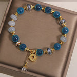 FREE Today: Confidence and Balance Blue Natural Candy Agate Copper Coin Bracelet