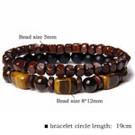 FREE Today: Strength and Support 2Pcs Tiger Eye Hematite Square Double Wrap Beaded Bracelet