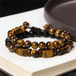 FREE Today: Strength and Support 2Pcs Tiger Eye Hematite Square Double Wrap Beaded Bracelet
