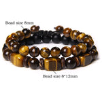 FREE Today: Strength and Support 2Pcs Tiger Eye Hematite Square Double Wrap Beaded Bracelet