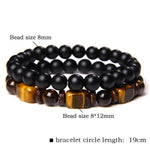 FREE Today: Strength and Support 2Pcs Tiger Eye Hematite Square Double Wrap Beaded Bracelet