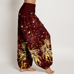 Buddha Stones Pure Cotton Celestial Galaxy Butterfly Pattern Women's Elastic Waist Harem Pants