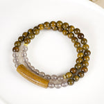 Buddha Stones Red Agate Green Aventurine Five Buddhist Precepts Double Wrap Balance Bracelet