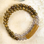 Buddha Stones Red Agate Green Aventurine Five Buddhist Precepts Double Wrap Balance Bracelet
