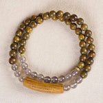 Buddha Stones Red Agate Green Aventurine Five Buddhist Precepts Double Wrap Balance Bracelet