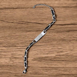 Buddha Stones Chain Leather Inlay Bar Plate Braided Leather Strengthen Cuban Bracelet