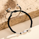 Buddha Stones 999 Sterling Silver Koi Fish White Agate Braided Rope Protection Bracelet