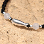 Buddha Stones 999 Sterling Silver Koi Fish White Agate Braided Rope Protection Bracelet