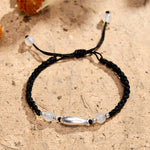 Buddha Stones 999 Sterling Silver Koi Fish White Agate Braided Rope Protection Bracelet