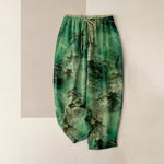 Buddha Stones Cotton Ink Wash Mountain Landscape Pattern Women's Elastic Waist Pants With Pockets