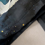 Buddha Stones Pure Cotton Oriental Crane Watercolor Pattern Women's Elastic Waist Pants With Pockets