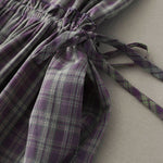 Buddha Stones Summer Vintage Drawstring Waist Button-Up Plaid Cotton Women's Sleeveless Dress With Pockets