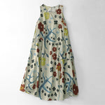 Buddha Stones Summer Washed Watercolor Floral Print Women's Sleeveless Dress