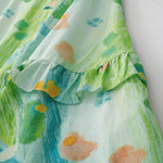 Buddha Stones Summer Washed Watercolor Floral Print Women's Sleeveless Dress