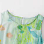 Buddha Stones Summer Washed Watercolor Floral Print Women's Sleeveless Dress