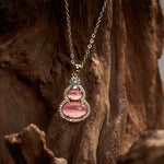 Buddha Stones Pink Chalcedony Gourd Optimism Necklace Pendant