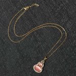 Buddha Stones Pink Chalcedony Gourd Optimism Necklace Pendant