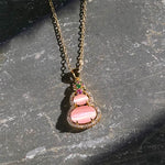Buddha Stones Pink Chalcedony Gourd Optimism Necklace Pendant