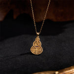 Buddha Stones Pink Chalcedony Gourd Optimism Necklace Pendant