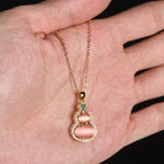 Buddha Stones Pink Chalcedony Gourd Optimism Necklace Pendant