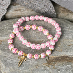 Buddha Stones Blue And White Pink Porcelain Beaded Bowknot Beaded Inner Peace Bracelet