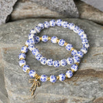 Buddha Stones Blue And White Pink Porcelain Beaded Bowknot Beaded Inner Peace Bracelet