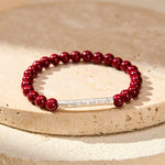 Buddha Stones Cinnabar 999 Sterling Silver Om Mani Padme Hum Wisdom Bracelet