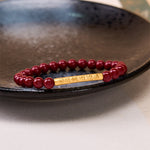 Buddha Stones Cinnabar 999 Sterling Silver Om Mani Padme Hum Wisdom Bracelet