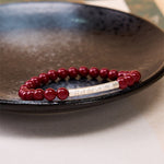 Buddha Stones Cinnabar 999 Sterling Silver Om Mani Padme Hum Wisdom Bracelet