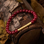 Buddha Stones Cinnabar 999 Sterling Silver Om Mani Padme Hum Wisdom Bracelet