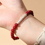 Buddha Stones Cinnabar 999 Sterling Silver Om Mani Padme Hum Wisdom Bracelet