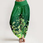 Buddha Stones Pure Cotton Ocean Wave Gradient Pattern Women's Elastic Waist Harem Pants