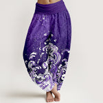 Buddha Stones Pure Cotton Ocean Wave Gradient Pattern Women's Elastic Waist Harem Pants