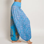 Buddha Stones Pure Cotton Golden Mandala Floral Pattern Women's Elastic Waist Harem Pants