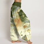 Buddha Stones Pure Cotton Crane Cloud Lantern Night Sky Pattern Women's Elastic Waist Harem Pants