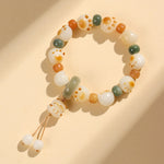 Buddha Stones Natural Bodhi Seed Cat Paw Design Wealth Bracelet