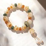 Buddha Stones Natural Bodhi Seed Cat Paw Design Wealth Bracelet