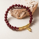Buddha Stones Cinnabar 999 Sterling Silver Bamboo Blessing Bracelet