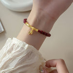 Buddha Stones Cinnabar 999 Sterling Silver Bamboo Blessing Bracelet