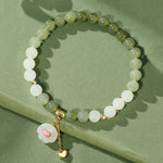 Buddha Stones Natural Hetian Jade Heart Cat Paw Design Abundance Bracelet