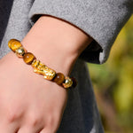 Buddha Stones Natural Tiger Eye Pixiu Fu Character Om Mani Padme Hum Bead Courage Bracelet