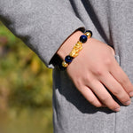 Buddha Stones Natural Tiger Eye Pixiu Fu Character Om Mani Padme Hum Bead Courage Bracelet