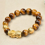 Buddha Stones Natural Tiger Eye Pixiu Fu Character Om Mani Padme Hum Bead Courage Bracelet